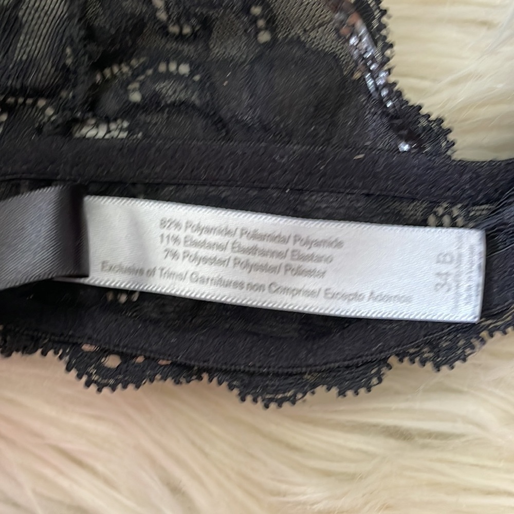 Adore me black criss cross back lacy detailed bra sz 34B front clasp padded - Picture 9 of 17